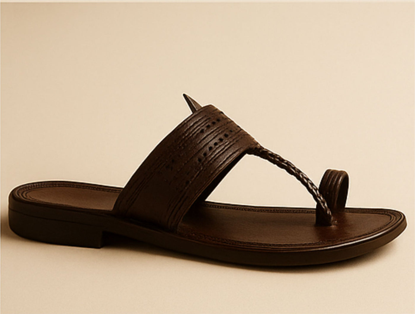 Men’s Kolhapuri Chappal – Brown Leather