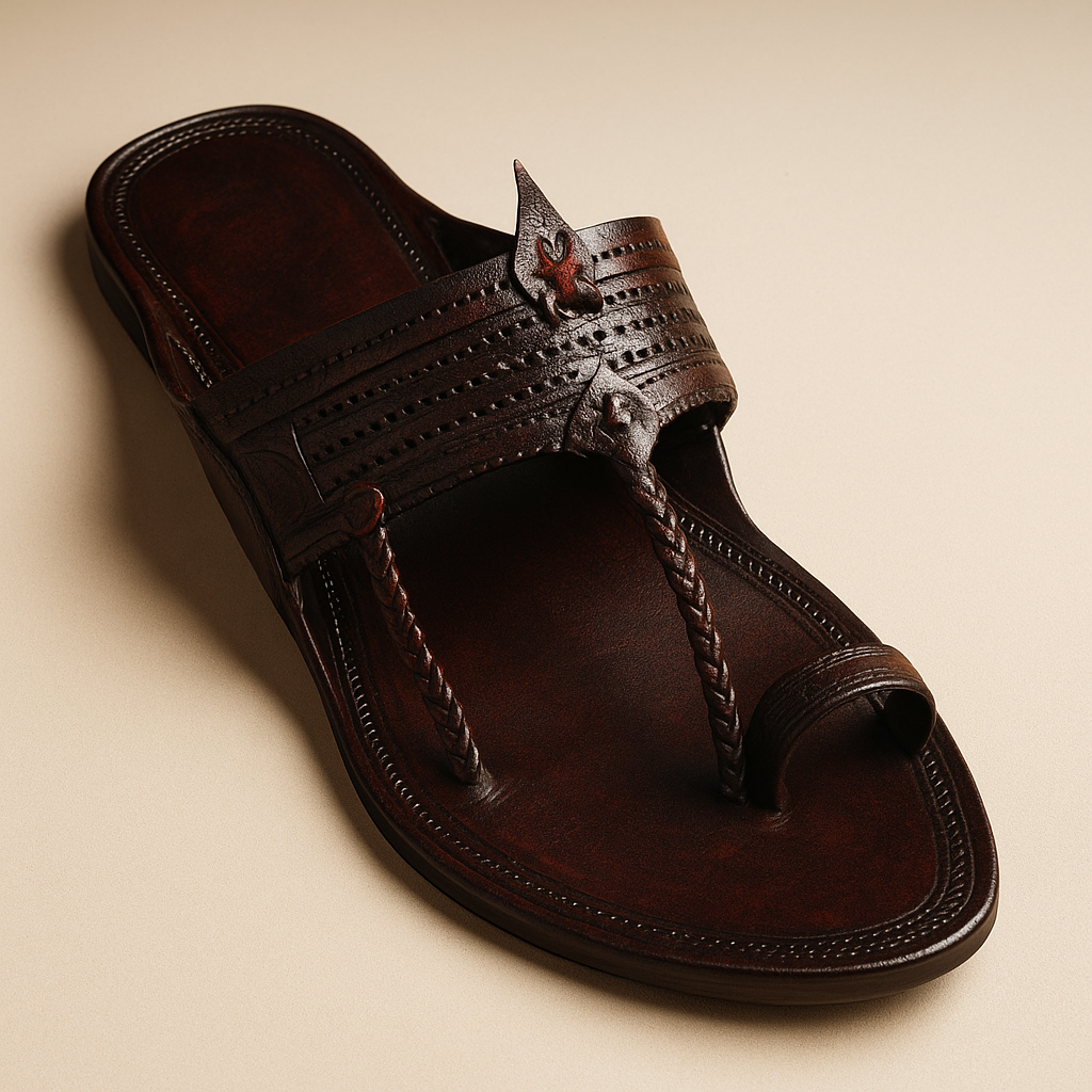 Men’s Kolhapuri Chappal – Brown Leather