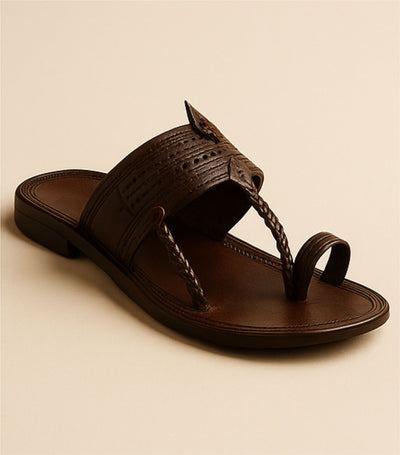 Men’s Kolhapuri Chappal – Brown Leather